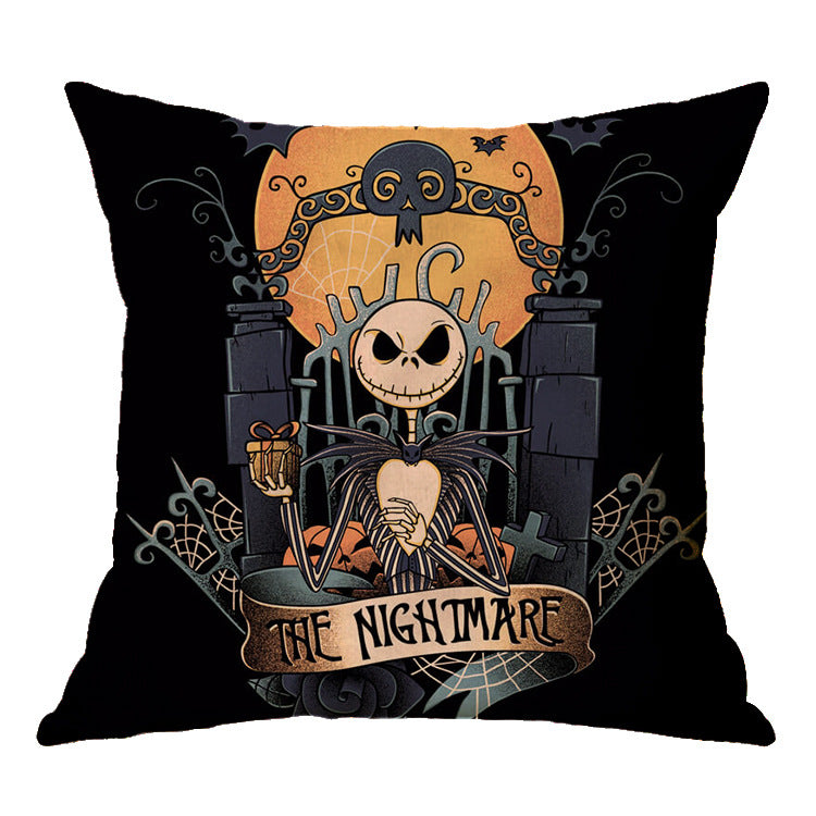 Halloween theme Linen Skull Throw Pillow Cover