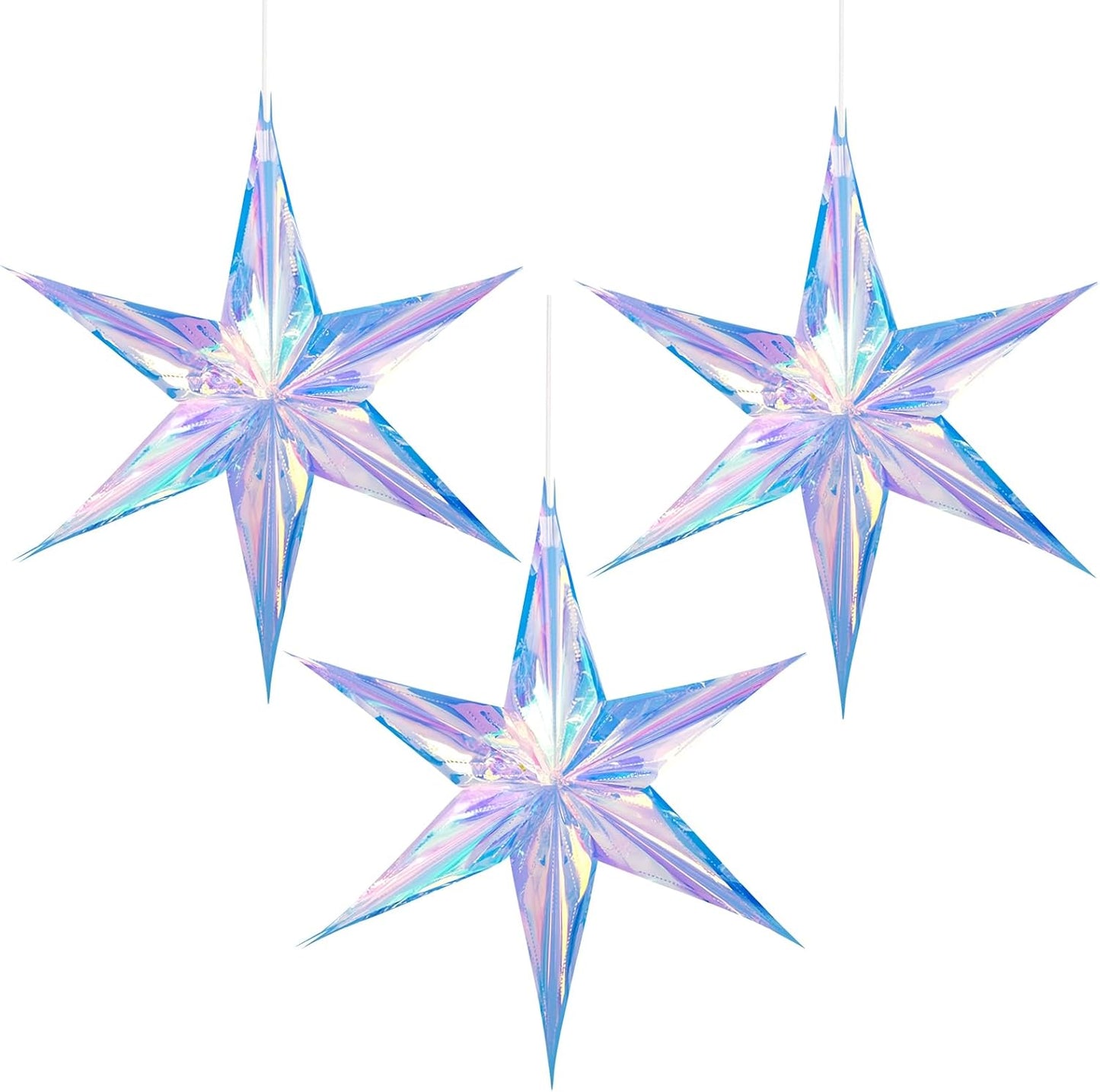 Paper Christmas Stars Hanging Lanterns Home Decoration - 3PCS 30CM 9-Pointed