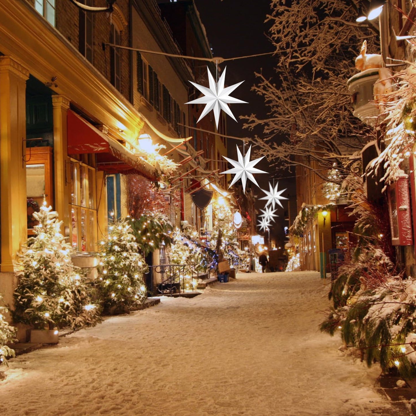 Paper Christmas Stars Hanging Lanterns Home Decoration - 3PCS 30CM 9-Pointed