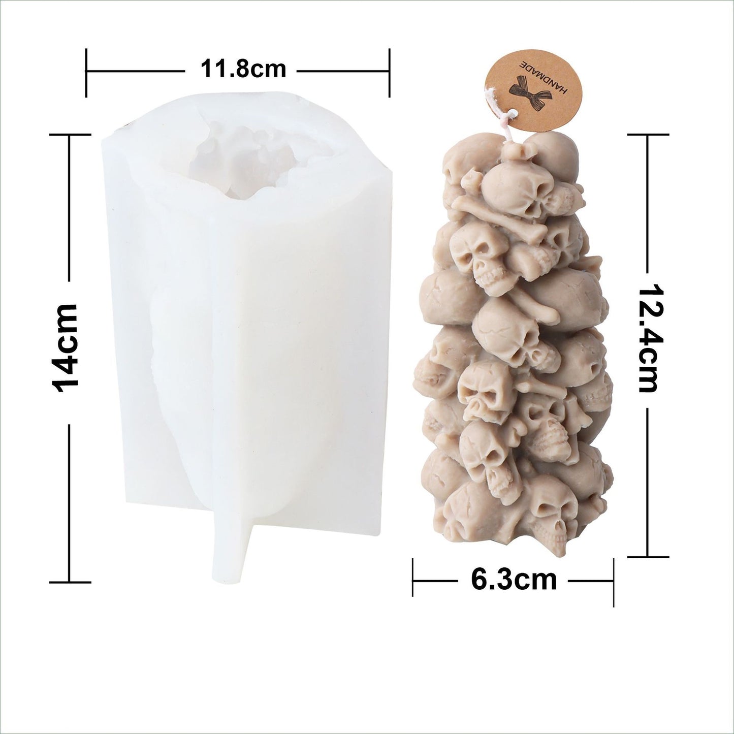 Handmade Embossed Skull Pylon-Type Silicone Candle Mould