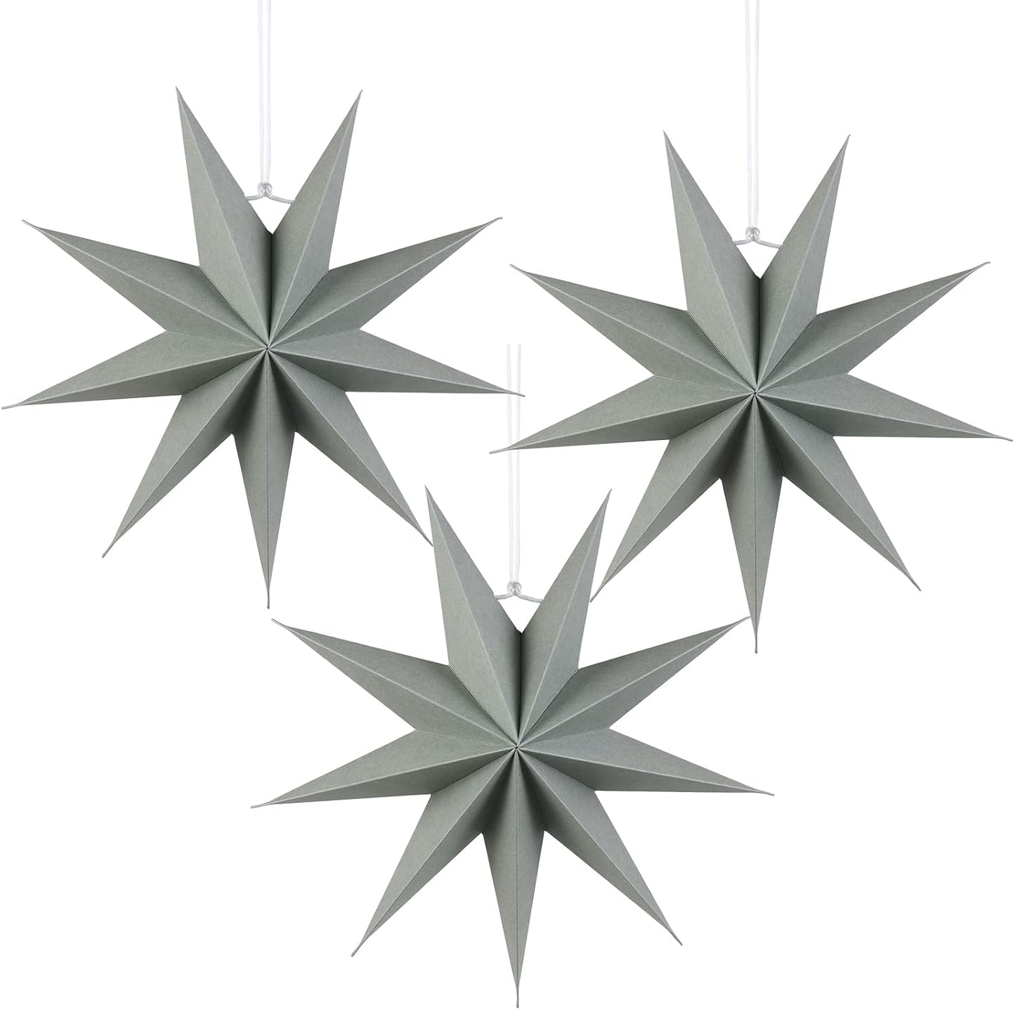 Paper Christmas Stars Hanging Lanterns Home Decoration - 3PCS 30CM 9-Pointed