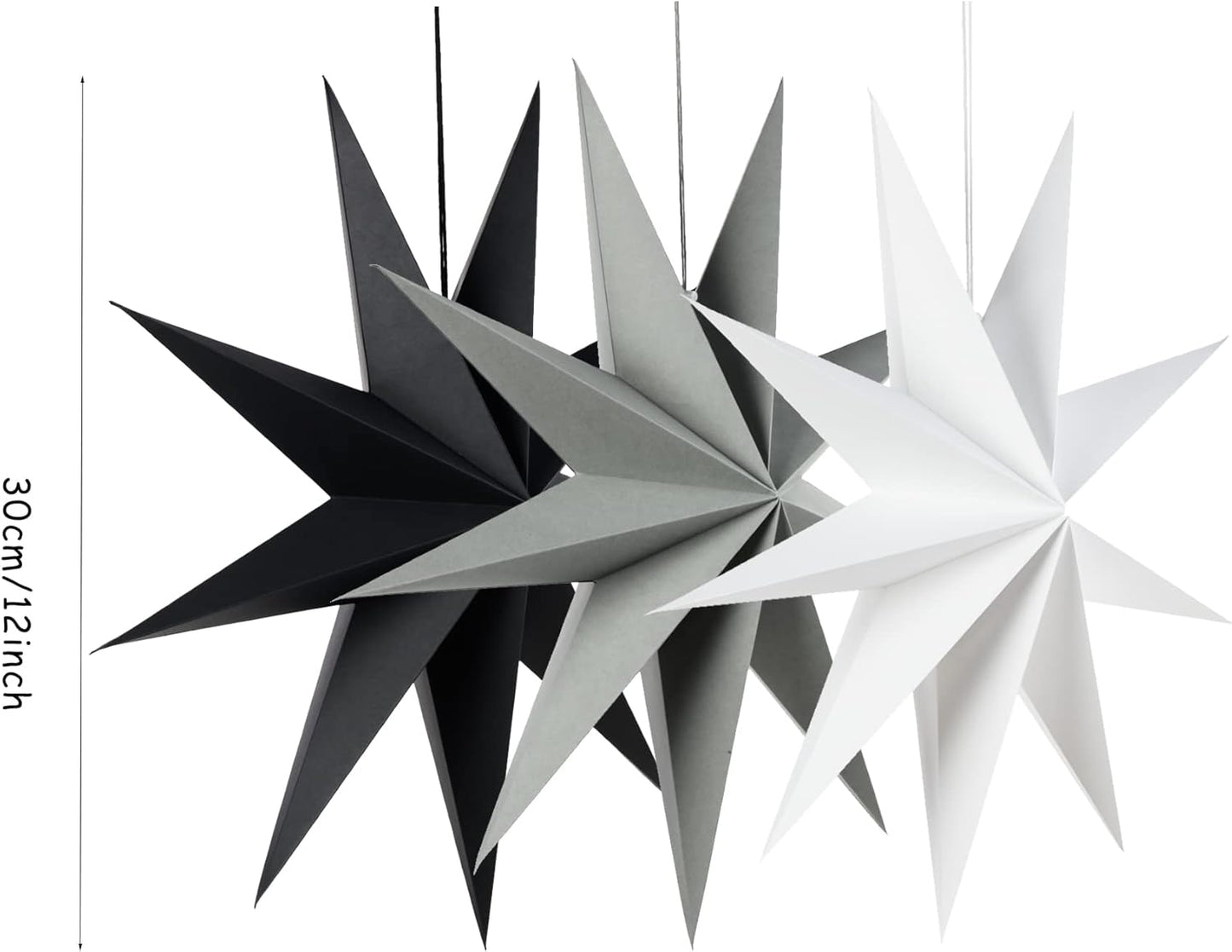 Paper Christmas Stars Hanging Lanterns Home Decoration - 3PCS 30CM 9-Pointed