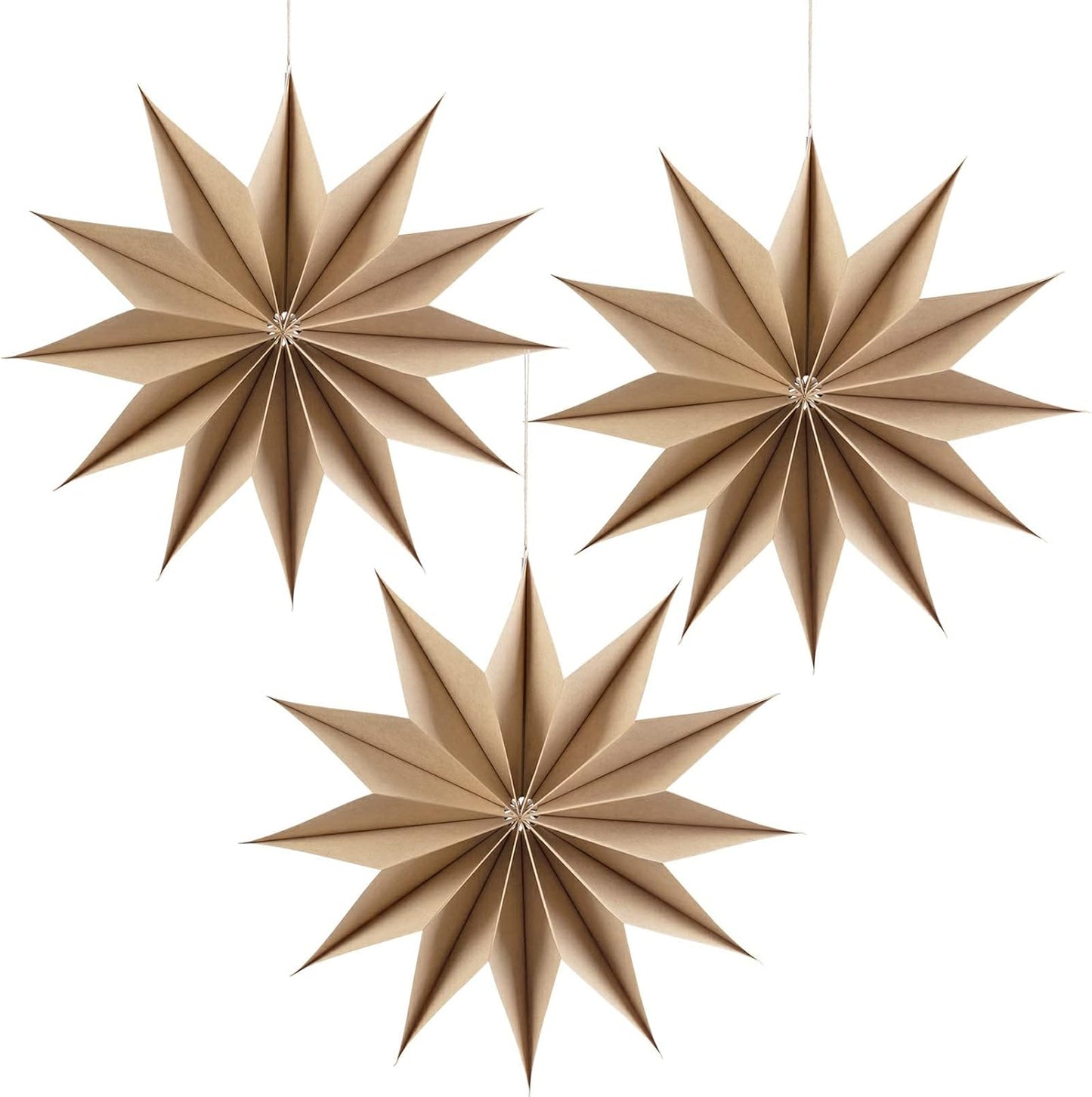 Paper Christmas Stars Hanging Lanterns Home Decoration - 3PCS 30CM 9-Pointed