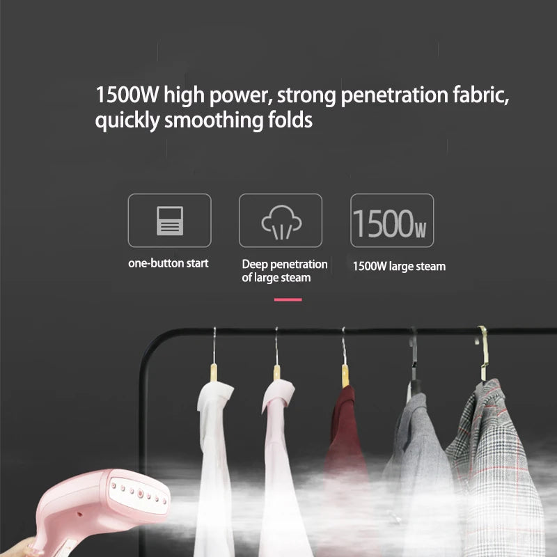 Portable Pink Handheld Fabric Garment Steamer Ironing For Clothes