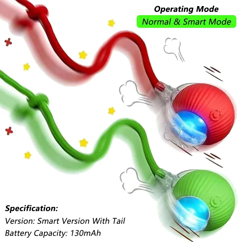 Cat Interactive Smart Ball Toy – Rechargeable Rolling Ball with Tail, Obstacle Avoidance & LED Modes