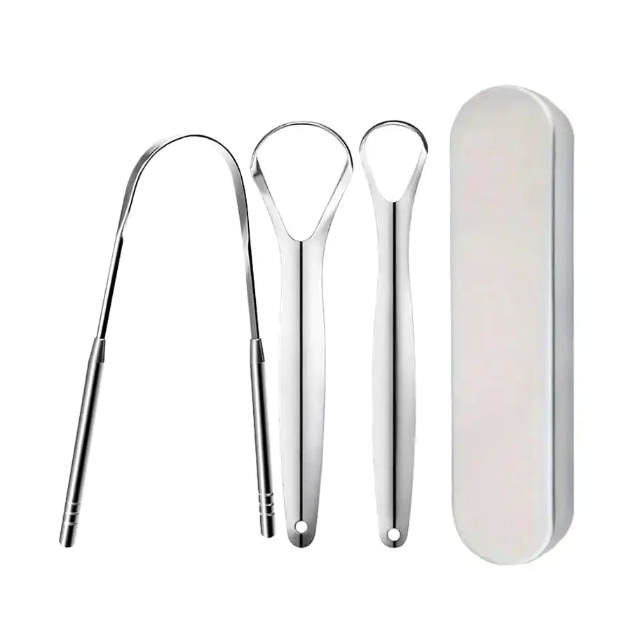 Stainless Steel Tongue Scraper Set with Storage Box