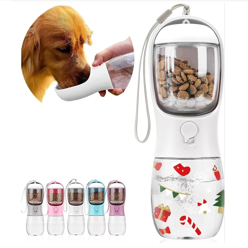 2-in-1 Dog & Cat Water Bottle with Food Container – Portable Leak-Proof Travel Feeder