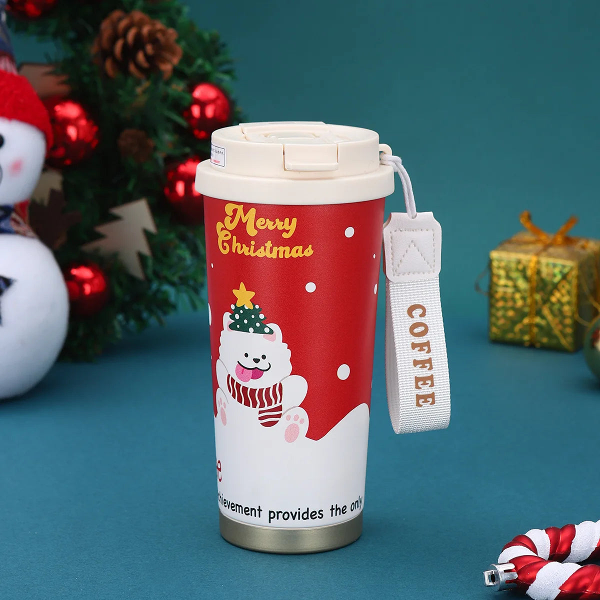 Christmas Insulated Drinking Cup – Portable Handheld Coffee & Water Bottle