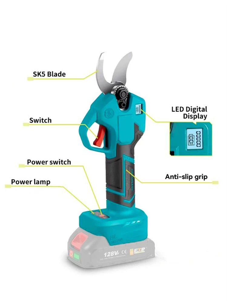 Cordless Electric Pruning Shears Head (With Display) – Replacement Spare Part (No Battery / No Packaging) --