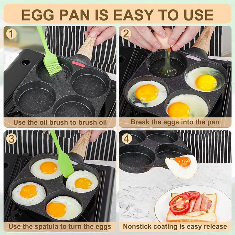 Non-stick 4-Cups segments Pancake Egg Frying Pan Cookware