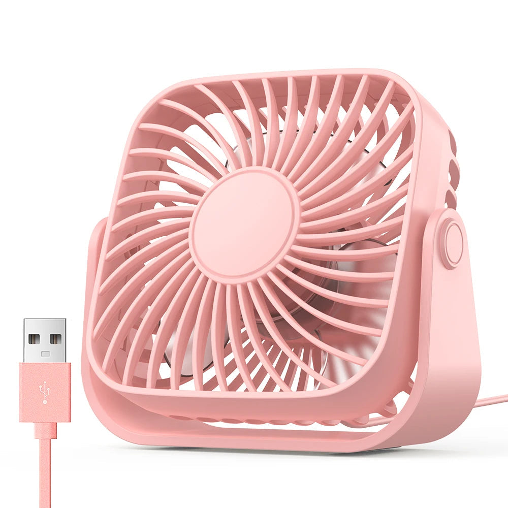USB Mini Portable Fan For Camping And Home 3 Speed Quiet Desk Personal 360 Degree Adjustable by Haraps.com