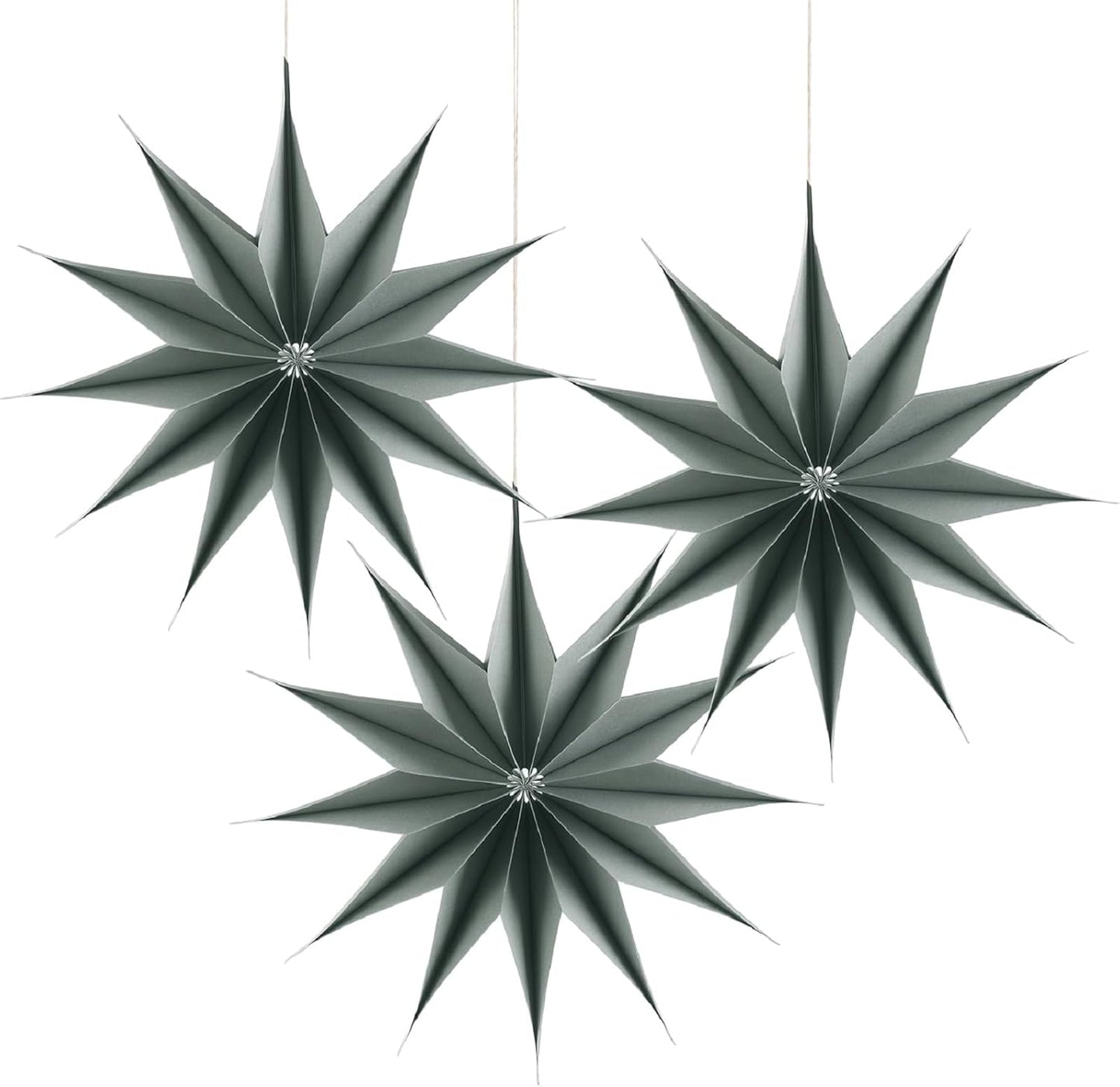 Paper Christmas Stars Hanging Lanterns Home Decoration - 3PCS 30CM 9-Pointed
