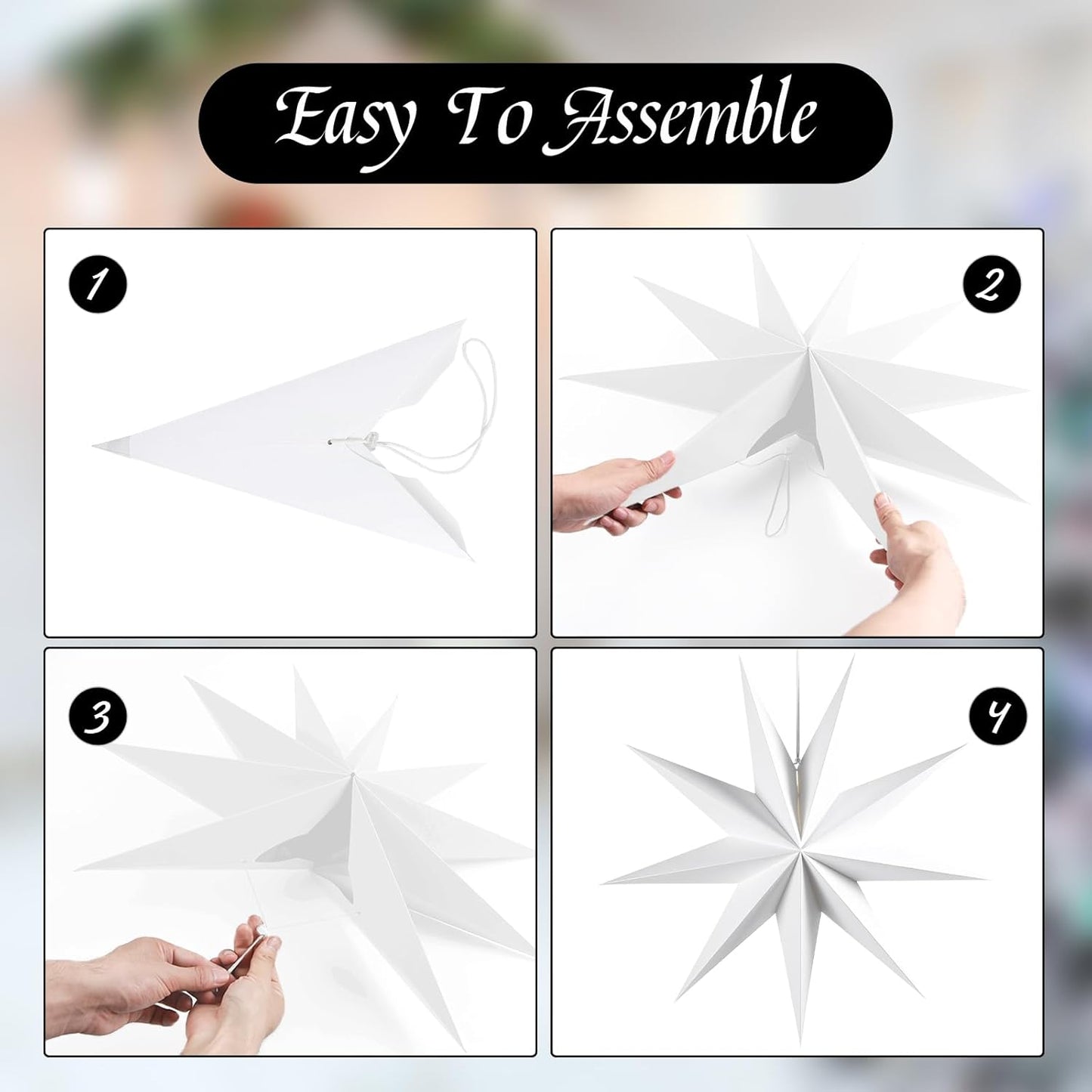 Paper Christmas Stars Hanging Lanterns Home Decoration - 3PCS 30CM 9-Pointed