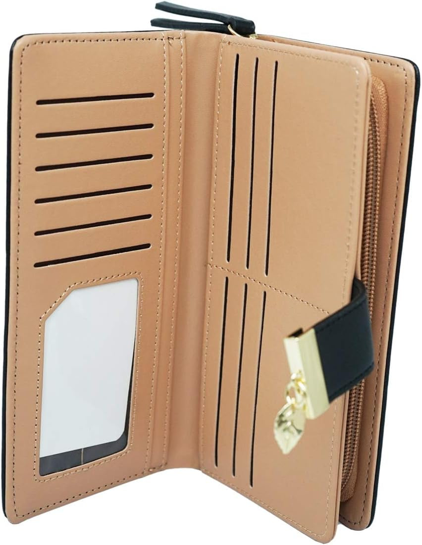 Women's Molylove Leather Multicolor Leaf Zipper Clutch Wallet Purse