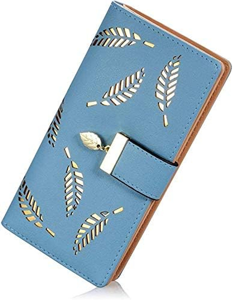 Women's Molylove Leather Multicolor Leaf Zipper Clutch Wallet Purse