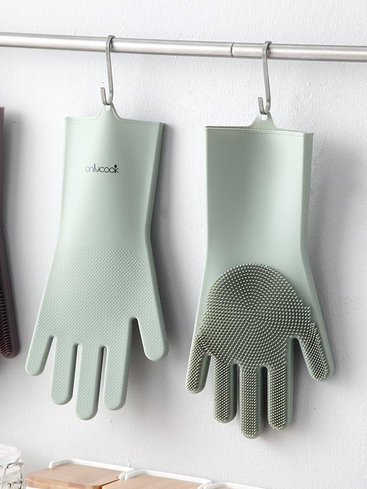 Dual-Sided Silicone Cleaning and Washing Kitchen Gloves - Haraps.com