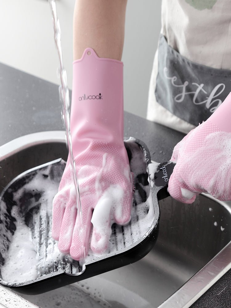 Dual-Sided Silicone Cleaning and Washing Kitchen Gloves - Haraps.com