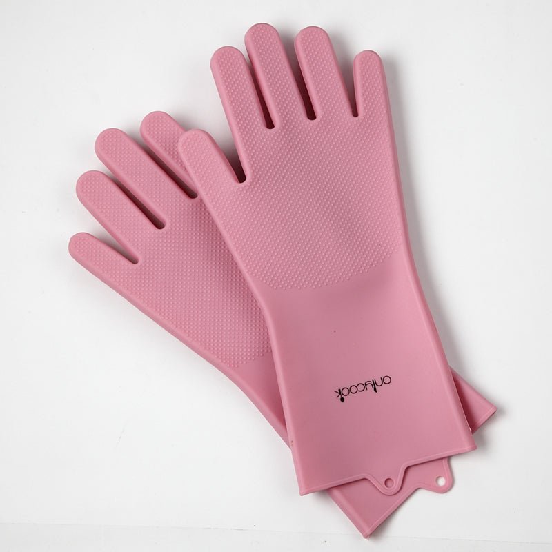 Dual-Sided Silicone Cleaning and Washing Kitchen Gloves - Haraps.com