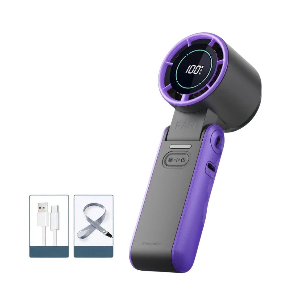 Foldable Portable Handheld Fan For Travellers With 3600mAh Battery And 100 Level Control Turbo Cooling by Haraps.com