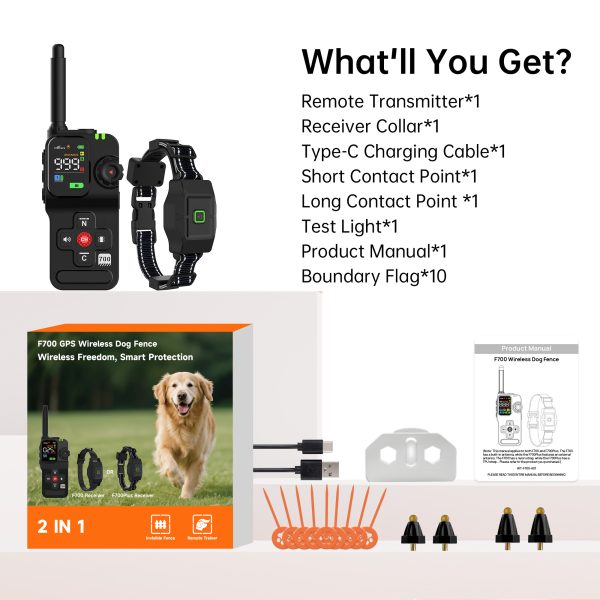 Astko F700 PLUS 3-in-1 Wireless GPS Dog Containment and Training System
