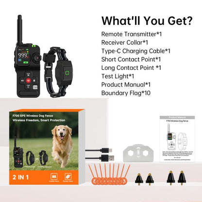 Astko F700 PLUS 3-in-1 Wireless GPS Dog Containment and Training System
