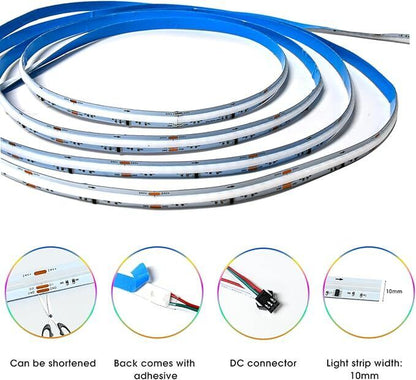 Wifi Smart RGB+IC COB LED Strip 10M,Colour Changing LED Tape Lights,Dc24V,1