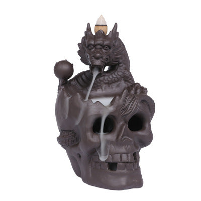 Halloween Skull Head Backflow Incense Burner Diffuser Home Decoration