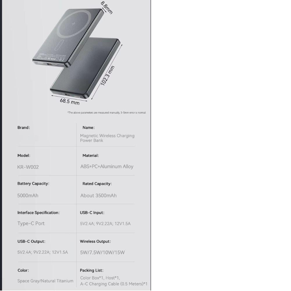 Astko Magnetic Wireless Power Bank 5000mAh Slim 20W by Astko