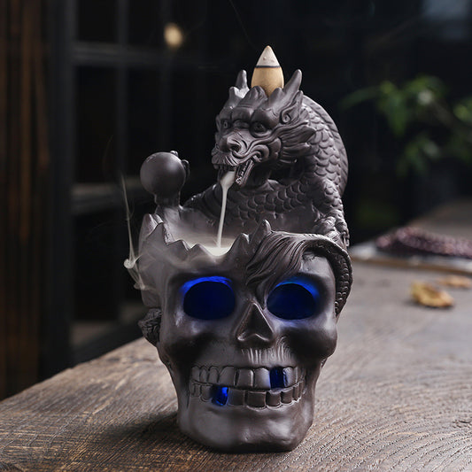 Halloween Skull Head Backflow Incense Burner Diffuser Home Decoration