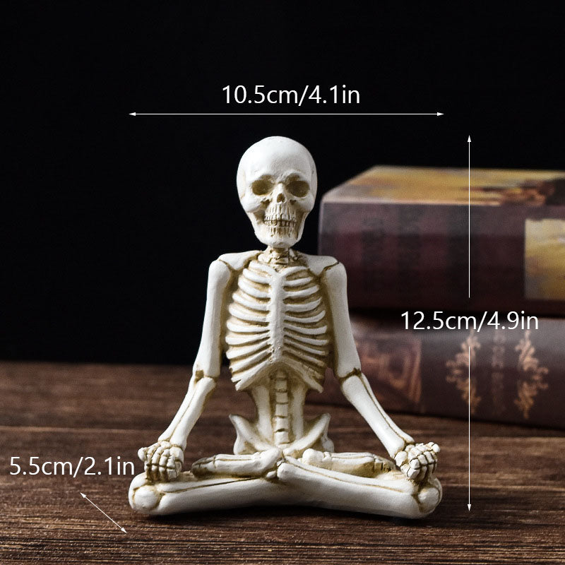 Halloween Horror Desktop Decoration Resin Ornaments Feature Modelling Yoga Skull Skeleton