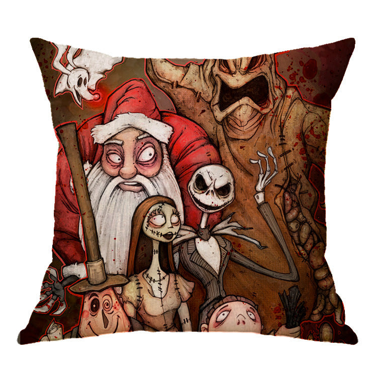 Halloween theme Linen Skull Throw Pillow Cover