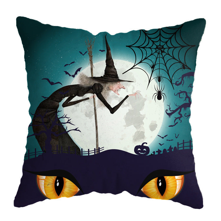 Halloween theme Linen Skull Throw Pillow Cover