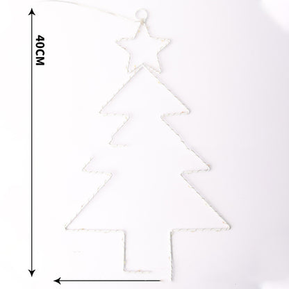 Wrought Iron Christmas Tree Shaped Lantern with Light