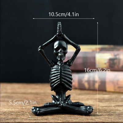 Halloween Horror Desktop Decoration Resin Ornaments Feature Modelling Yoga Skull Skeleton