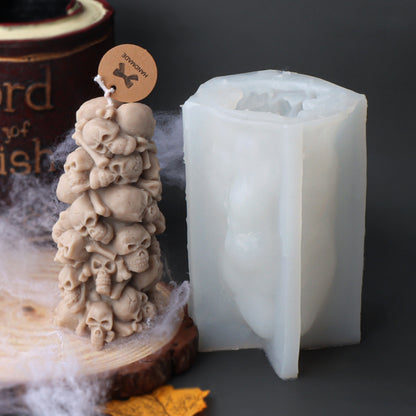 Handmade Embossed Skull Pylon-Type Silicone Candle Mould