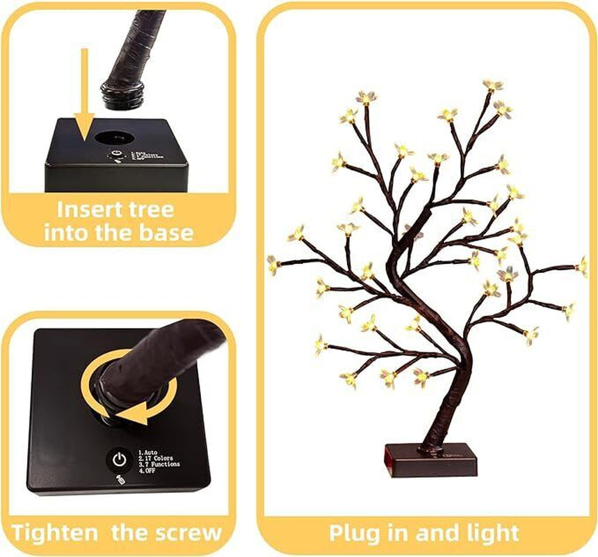 Vanthylit Multicolour Cherry Blossom Tree Light Up, 36 LED Bonsai Tree Colour