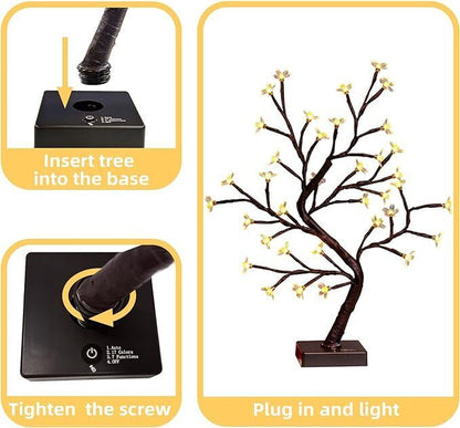 Vanthylit Multicolour Cherry Blossom Tree Light Up, 36 LED Bonsai Tree Colour