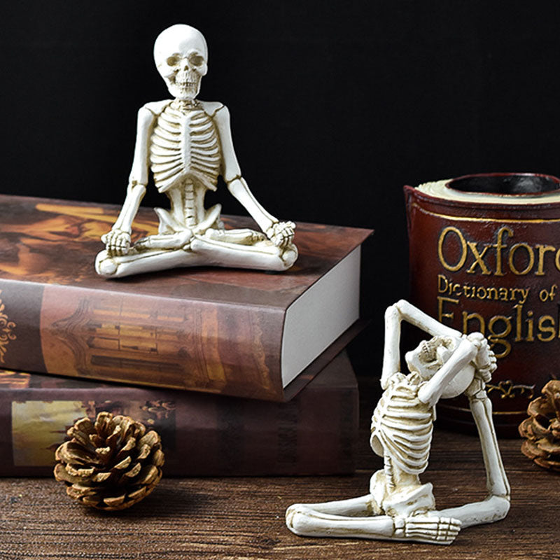 Halloween Horror Desktop Decoration Resin Ornaments Feature Modelling Yoga Skull Skeleton