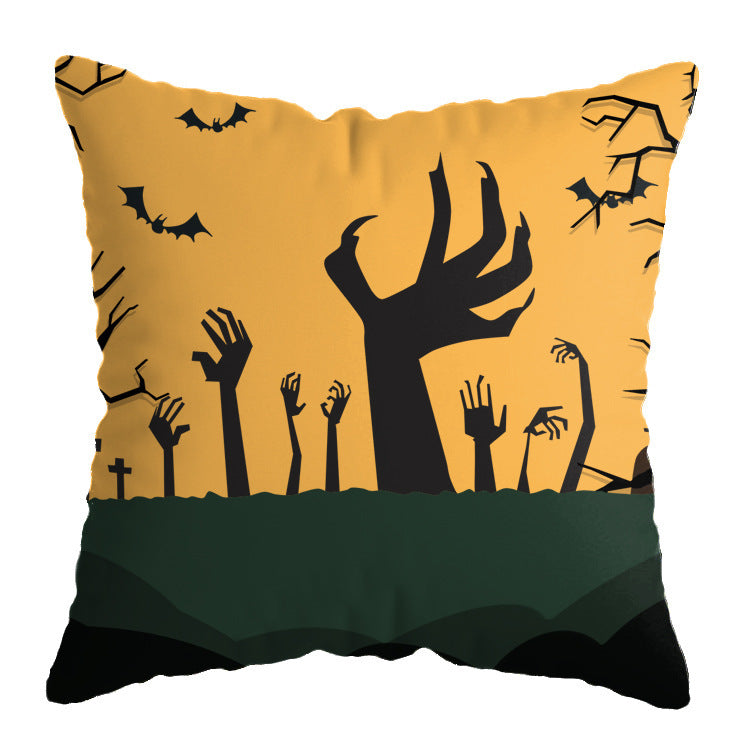 Halloween theme Linen Skull Throw Pillow Cover