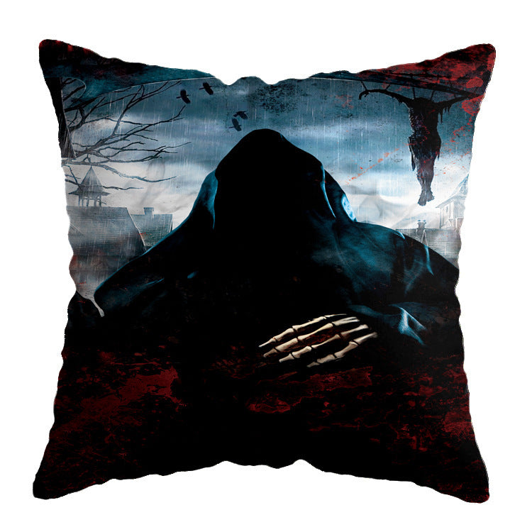 Halloween theme Linen Skull Throw Pillow Cover