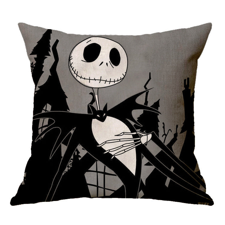 Halloween theme Linen Skull Throw Pillow Cover