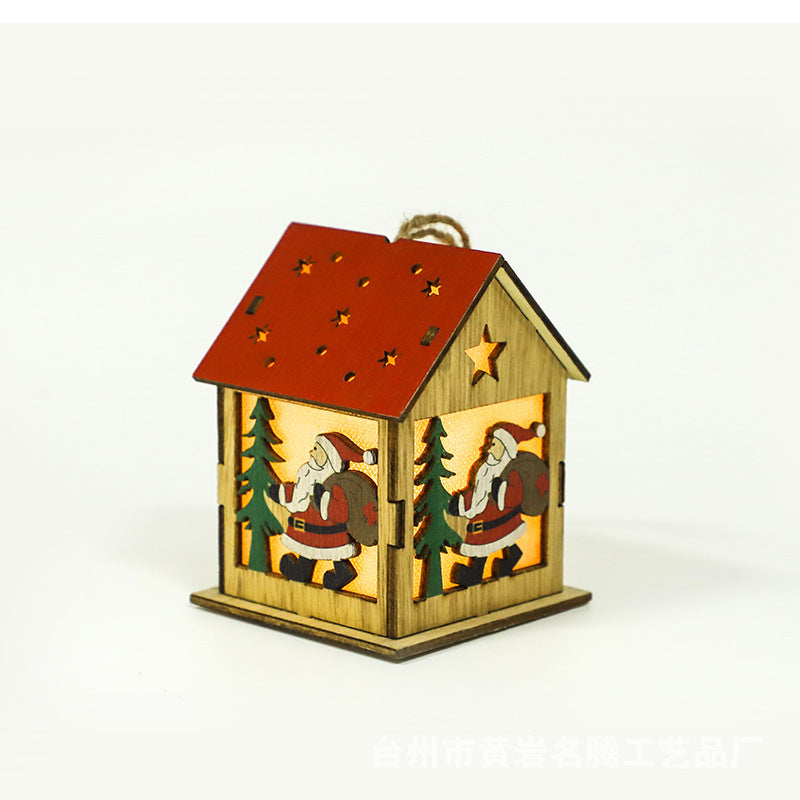 Christmas Tree Luminous Wooden Pendant Festive Decoration