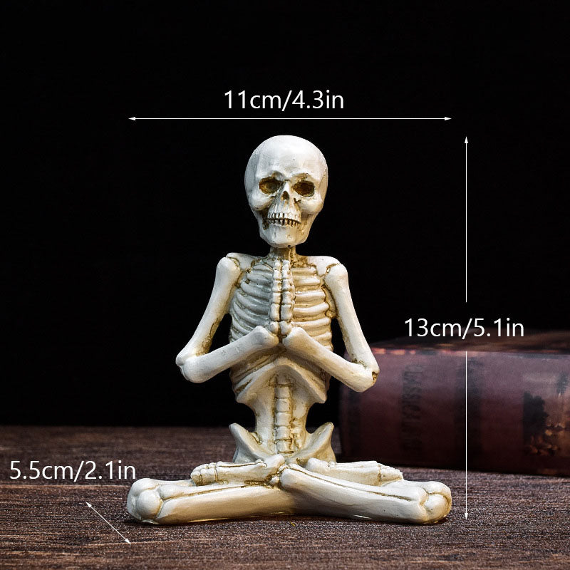 Halloween Horror Desktop Decoration Resin Ornaments Feature Modelling Yoga Skull Skeleton