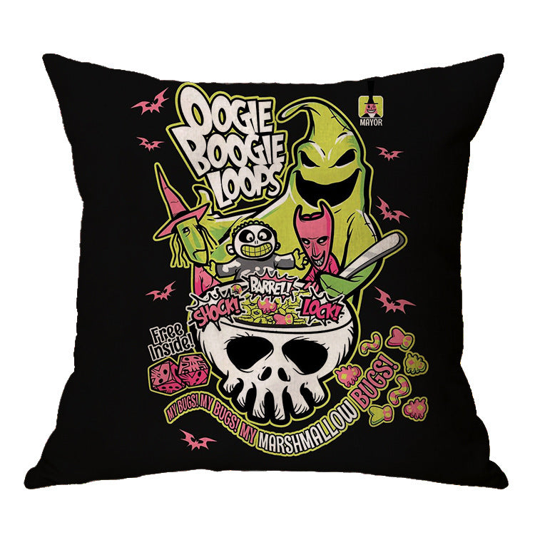 Halloween theme Linen Skull Throw Pillow Cover