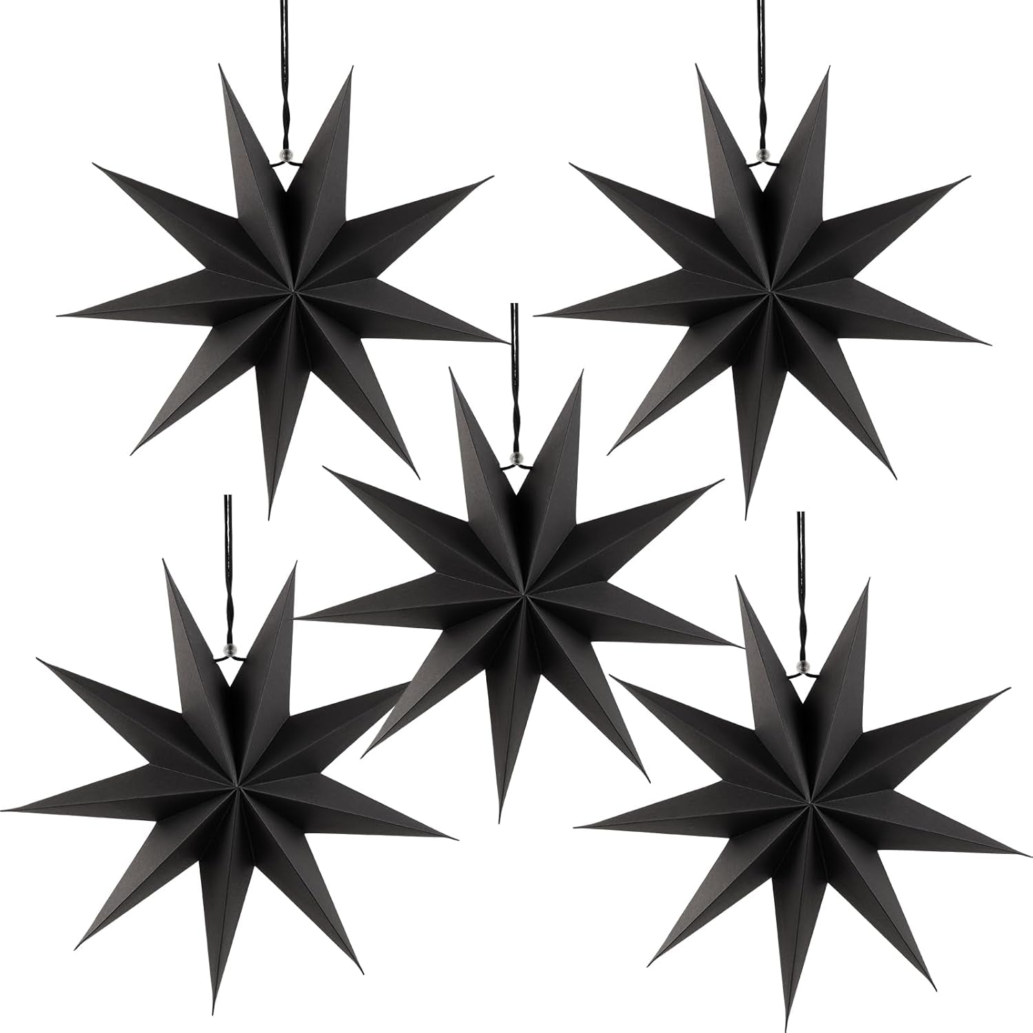 Paper Christmas Stars Hanging Lanterns Home Decoration - 3PCS 30CM 9-Pointed
