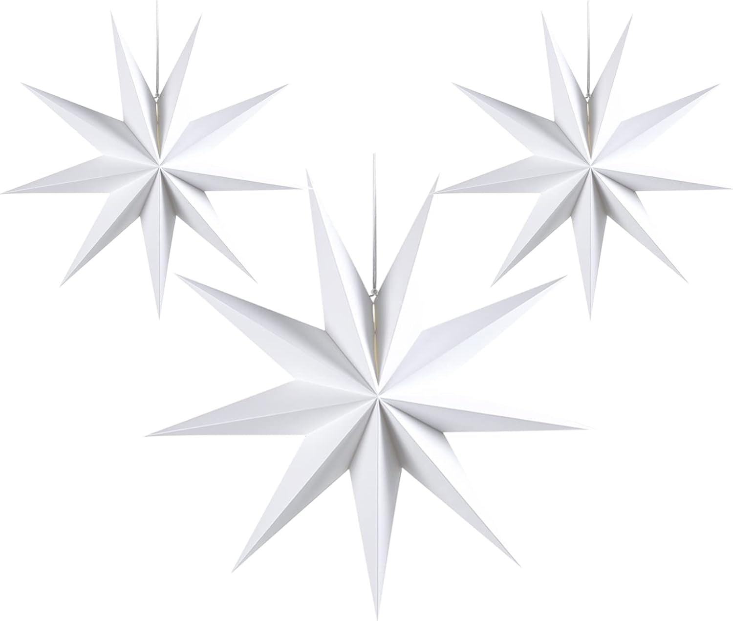 Paper Christmas Stars Hanging Lanterns Home Decoration - 3PCS 30CM 9-Pointed