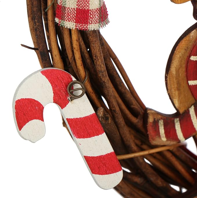 Christmas Decoration Welcome Santa Wreath Braided Door Hang - 25 cm