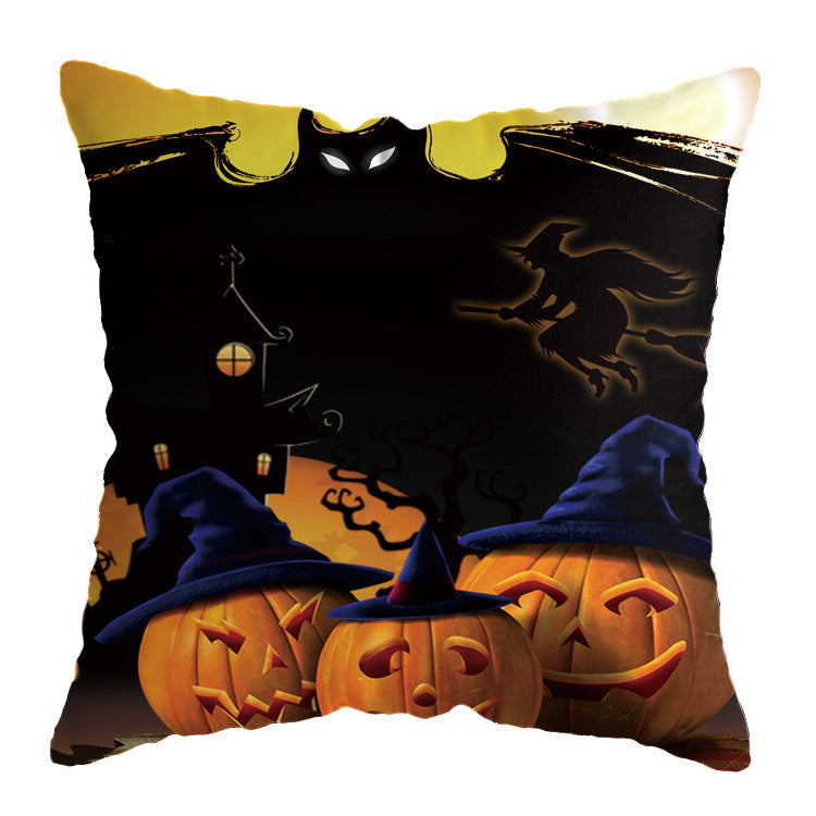 Halloween theme Linen Skull Throw Pillow Cover