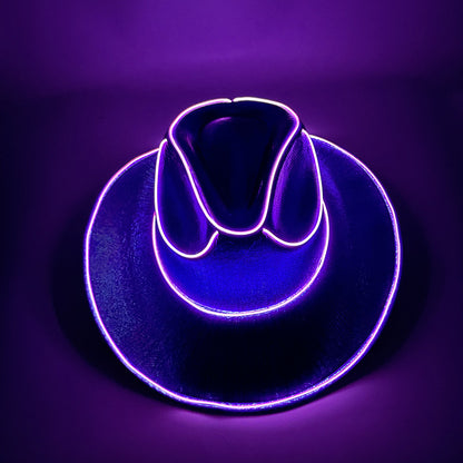 Halloween Carnival Party LED Wireless Fluorescent Colourful Cowboy Flashing Hat