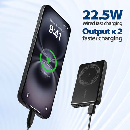 10000mAh Magnetic Wireless Power Bank with Stand 22.5W Fast Charging LED Display Portable Charger for iPhone 17/16 Samsung by Haraps.com